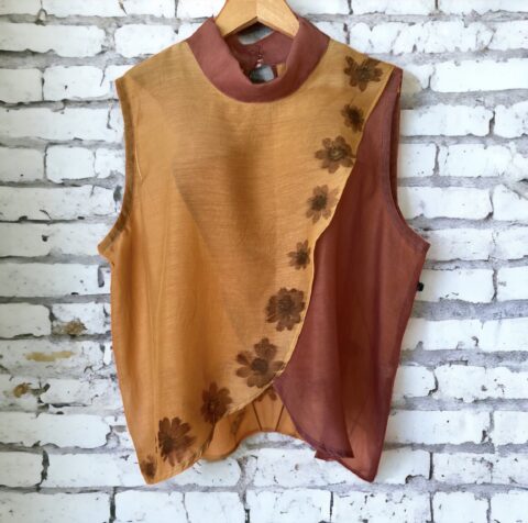 Blusa sem mangas linho misto com seda pura