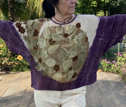 blusa de seda pura turbilh&atilde;o de folhas
