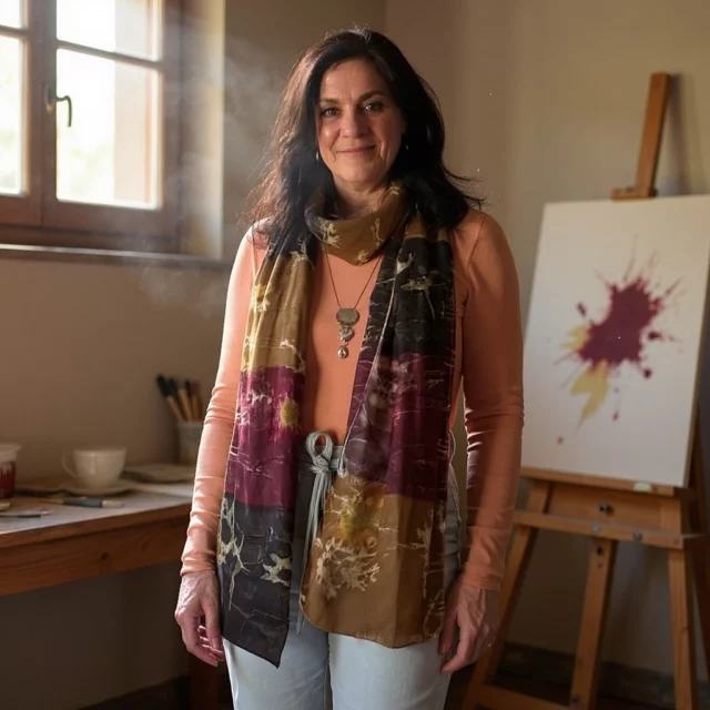 Da série “ testando a IA para fazer modelos” Gostei . Manteve a echarpe como ela é , e deu uma melhorada na modelo …rsss 
Só não entendi a fumacinha que ela colocou ali , mas no geral até que ficou legal ...